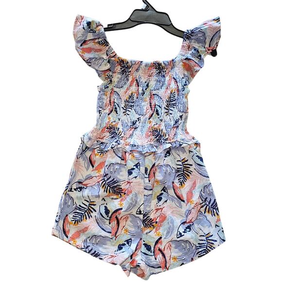 Vince Camuto Girls 12 Romper Pastel Peach Blue Hamptons Tween Beach - Picture 1 of 10